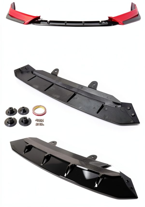 Cuztom Tuning Front Bumper Lip Splitter ABS Red Black-1