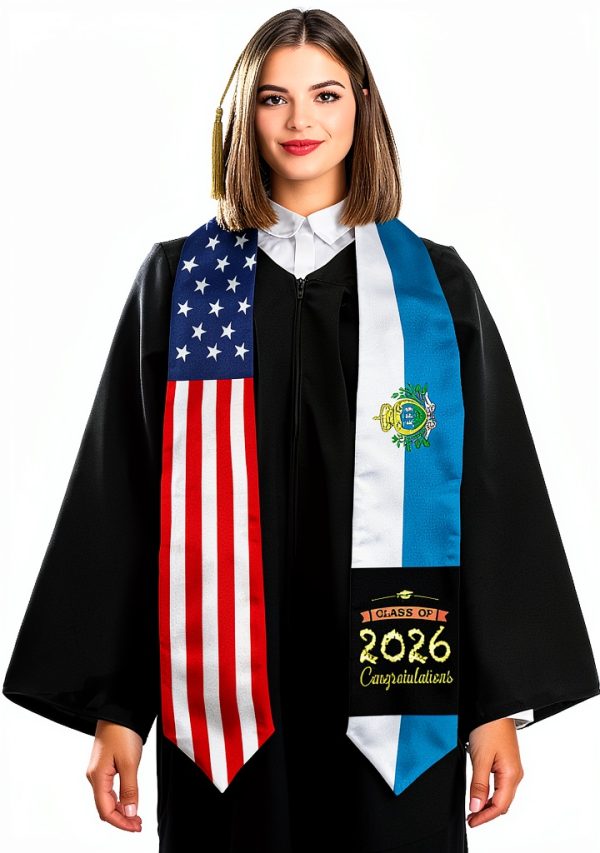 San Marino America Flags Graduation Stole Polyester Unisex-1
