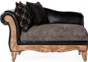 Roundhill Furniture Ebony Chaise Lounge Sofa Faux Leather-0