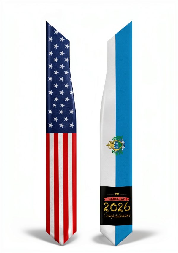 San Marino America Flags Graduation Stole Polyester Unisex-4