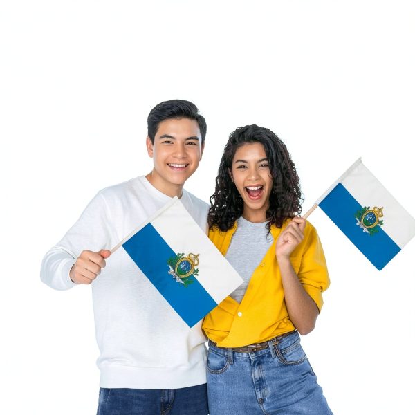 San Marino Wooden Stick Flag Outdoor Decor Super Polyester-1