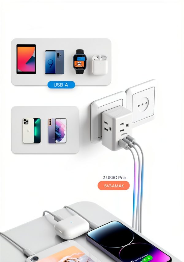 MIFASOPOWER Italy Travel Plug Adapter USB Charging Outlet-3