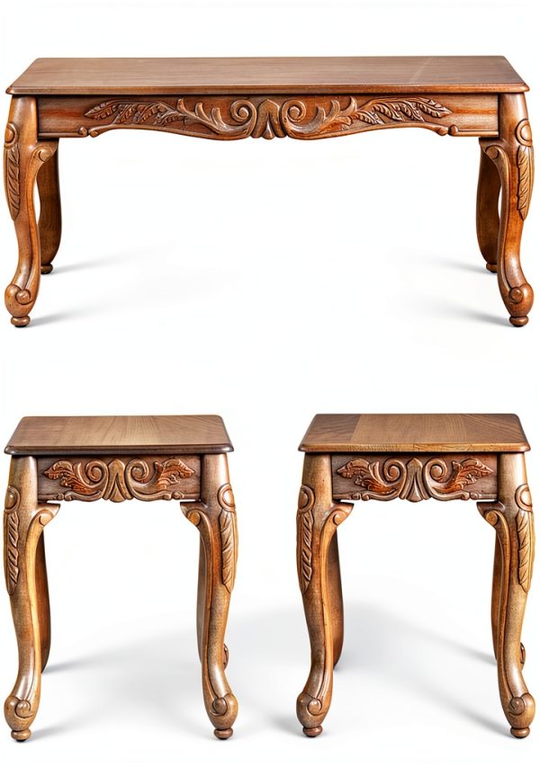 Roundhill Furniture Sofa Loveseat Set Gray Fabric Tables-5