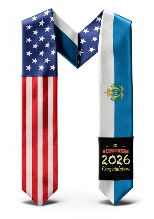 San Marino America Flags Graduation Stole Polyester Unisex-0