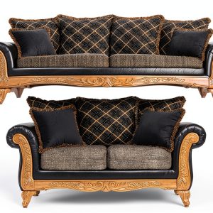 Roundhill Furniture Loveseat Ebony Faux Leather Classic-0