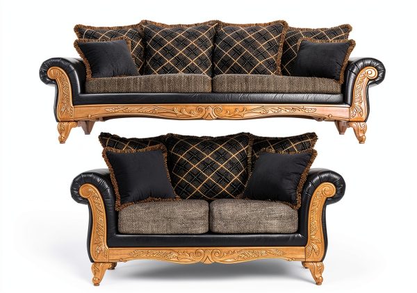 Roundhill Furniture Loveseat Ebony Faux Leather Classic-0