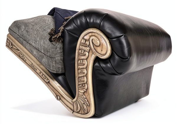 Roundhill Furniture Ebony Chaise Lounge Sofa Faux Leather-2