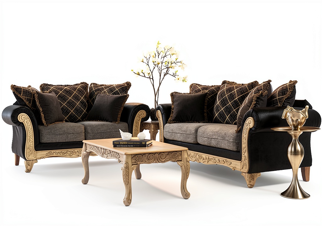 Roundhill Furniture sofa and loveseat set in a modern living room