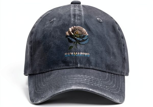 Vintage San Marino Flag Rose Flower Baseball Cap Unisex-0