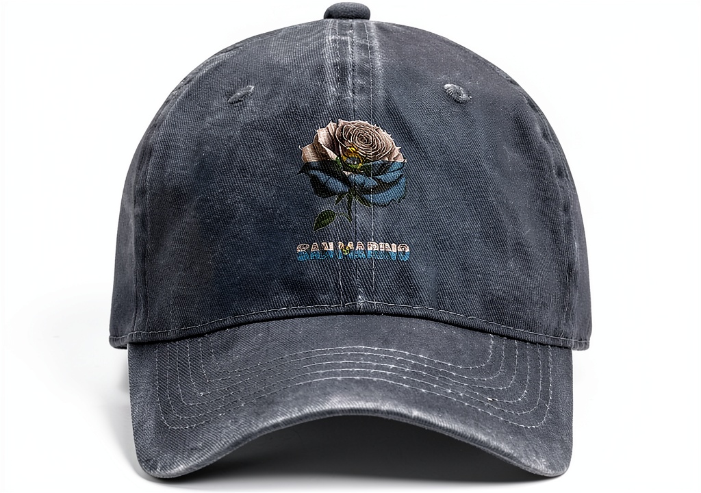 Vintage San Marino Flag Rose Flower Baseball Cap in multiple colors