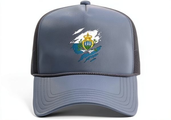 San Marino Flag Trucker Hat Adjustable Mesh Back Unisex-1