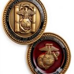 U.S. Marine Corps Challenge Coin Bronze Antique Enamel-0