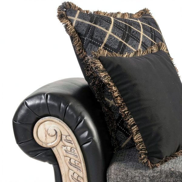 Roundhill Furniture Ebony Chaise Lounge Sofa Faux Leather-1