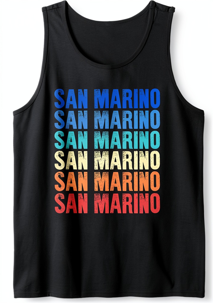 San Marino Everyday Tee showcasing colorful design on a person
