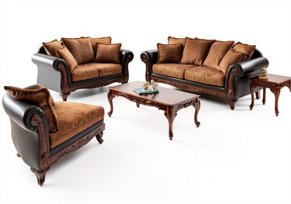 Sofa Chaise Roundhill 60in Wide Coffee Brown-1