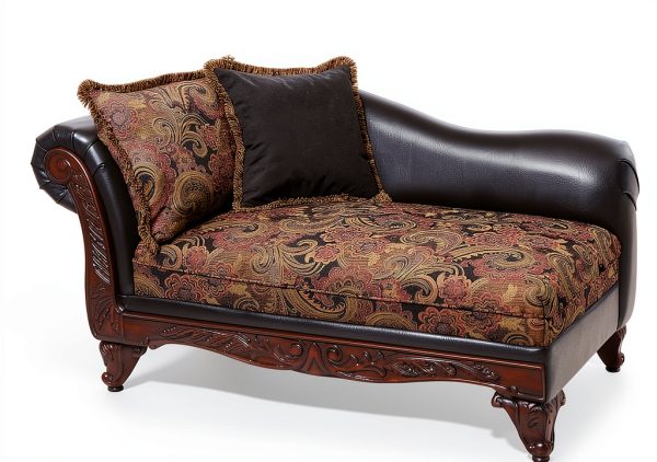 Sofa Chaise Roundhill 60in Wide Coffee Brown-0