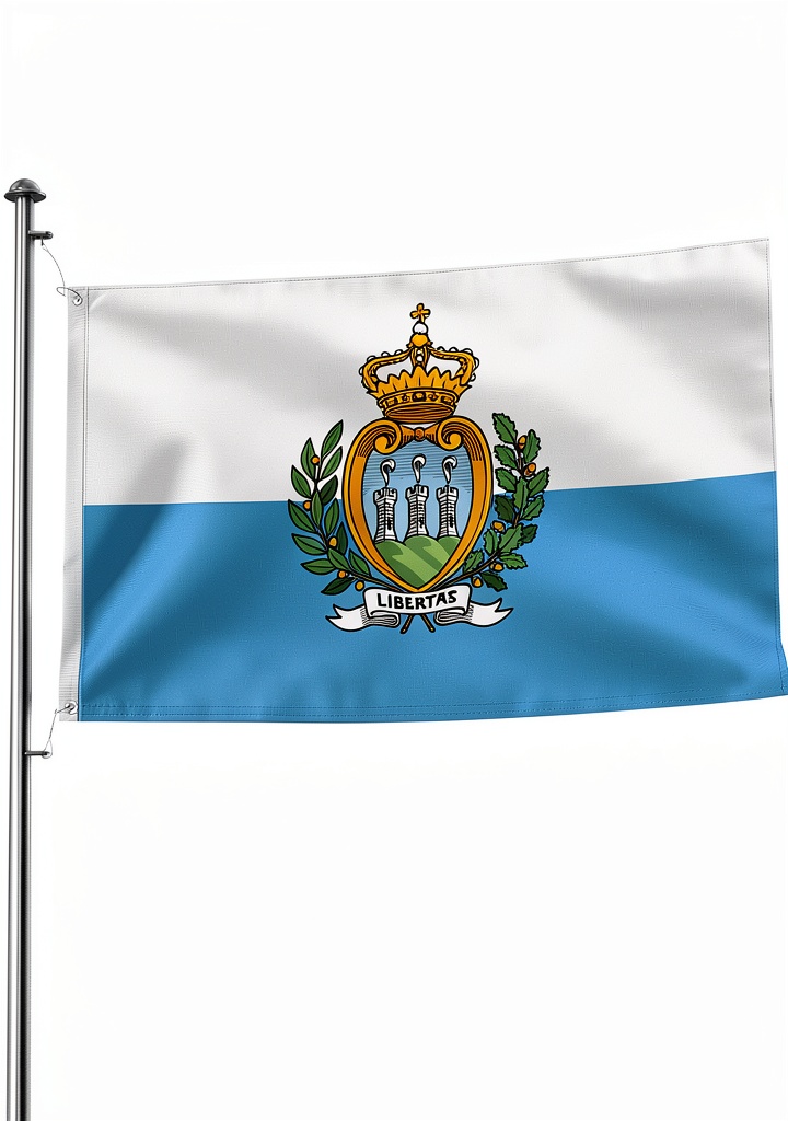 San Marino flag displayed on a garden fence