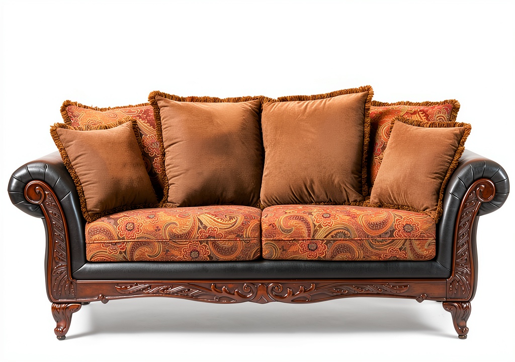 Roundhill Chocolate Traditional Sofa placed in a cozy living room