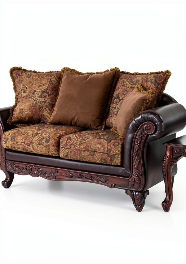 Roundhill Chocolate Traditional Sofa Living Room-1
