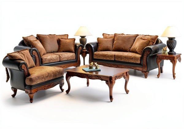 Roundhill Chocolate Traditional Sofa Living Room-5