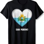 San Marino Heart Flag T-Shirt by San Marino Flag – Lightweight Fit-0