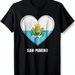 San Marino Heart Flag T-Shirt by San Marino Flag – Lightweight Fit-0